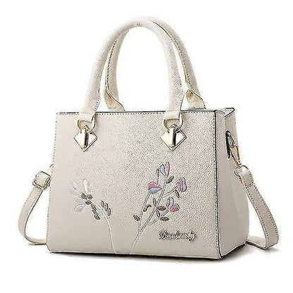 Flower Embroidery Women's Shoulder Bag PU Leather Tote V1263-JX-3490