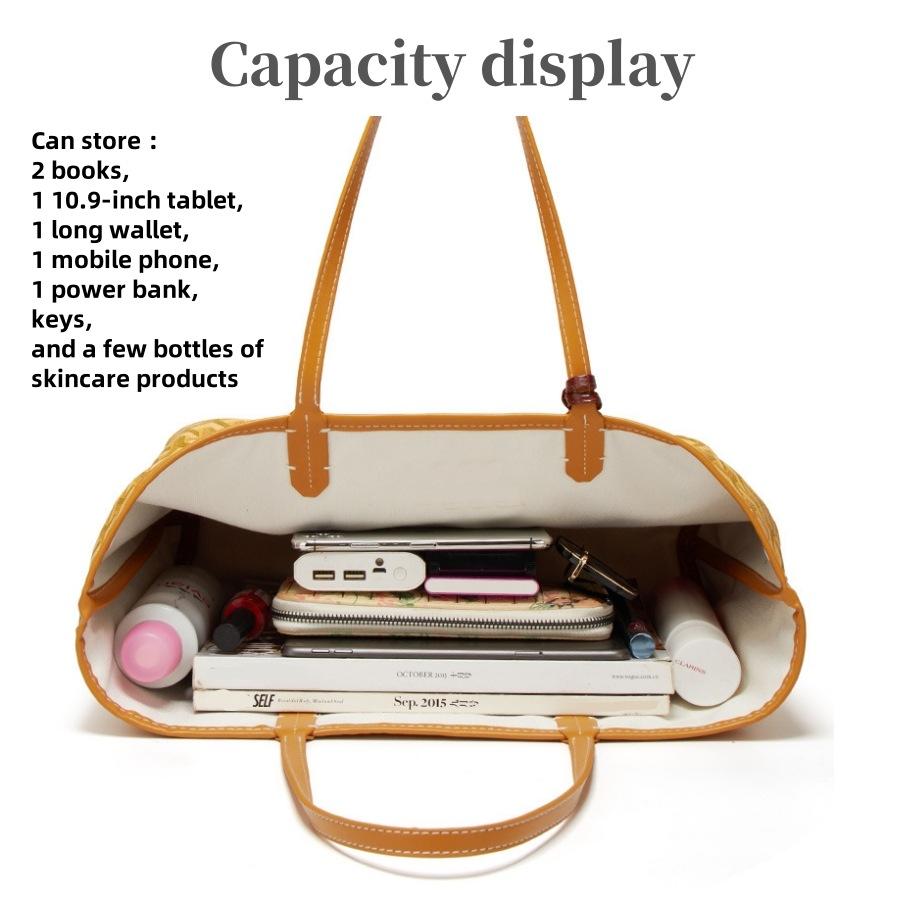 Women's PU Leather Tote Bag Large Capacity Waterproof Beach Bag Pocket Red V1263-JX-3494