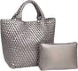 Woven Tote Bag for Women Soft Leather Handbag with Pocket V1263-JX-3499