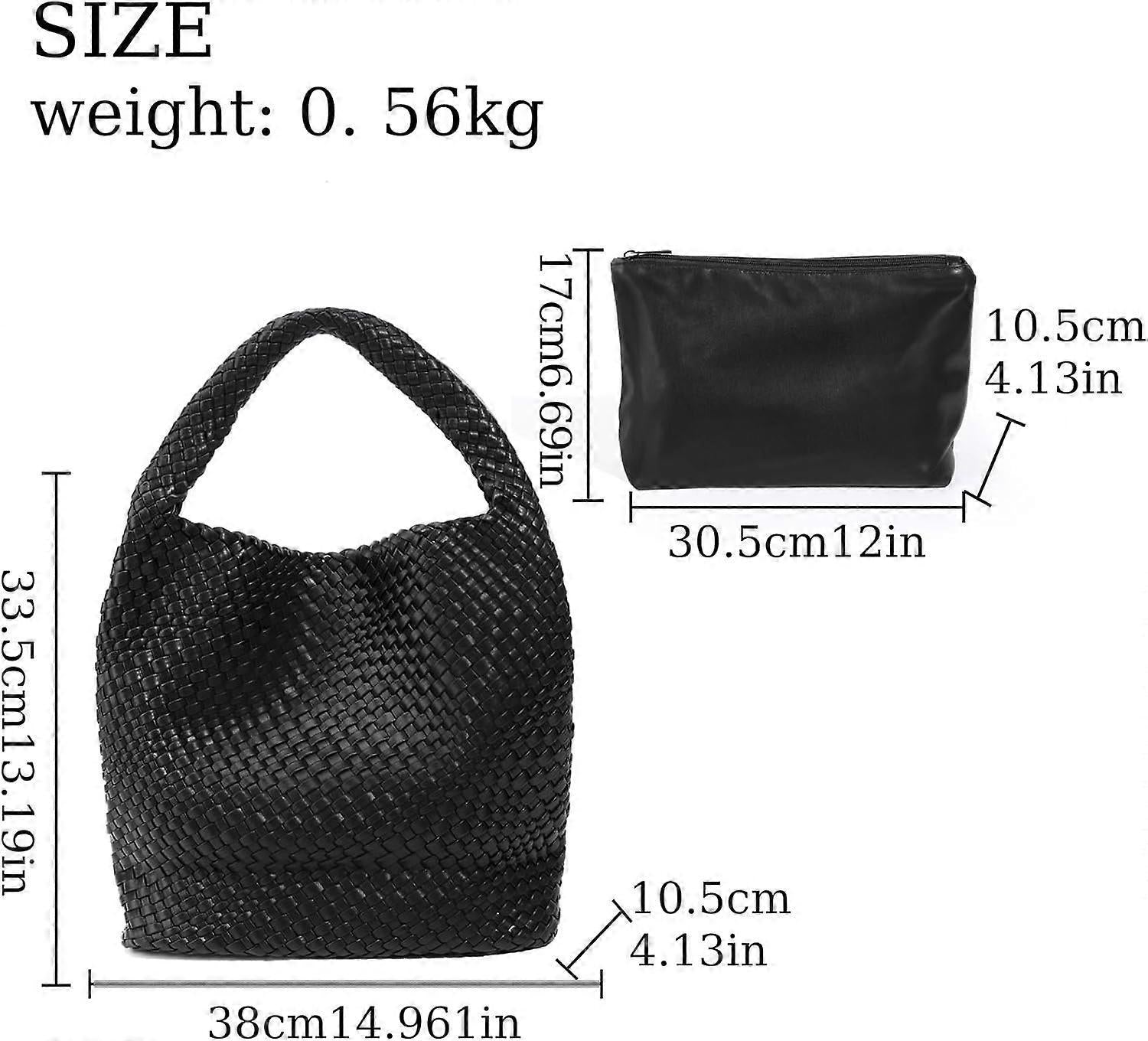 Woven Tote Bag for Women Soft Leather Handbag with Pocket V1263-JX-3500