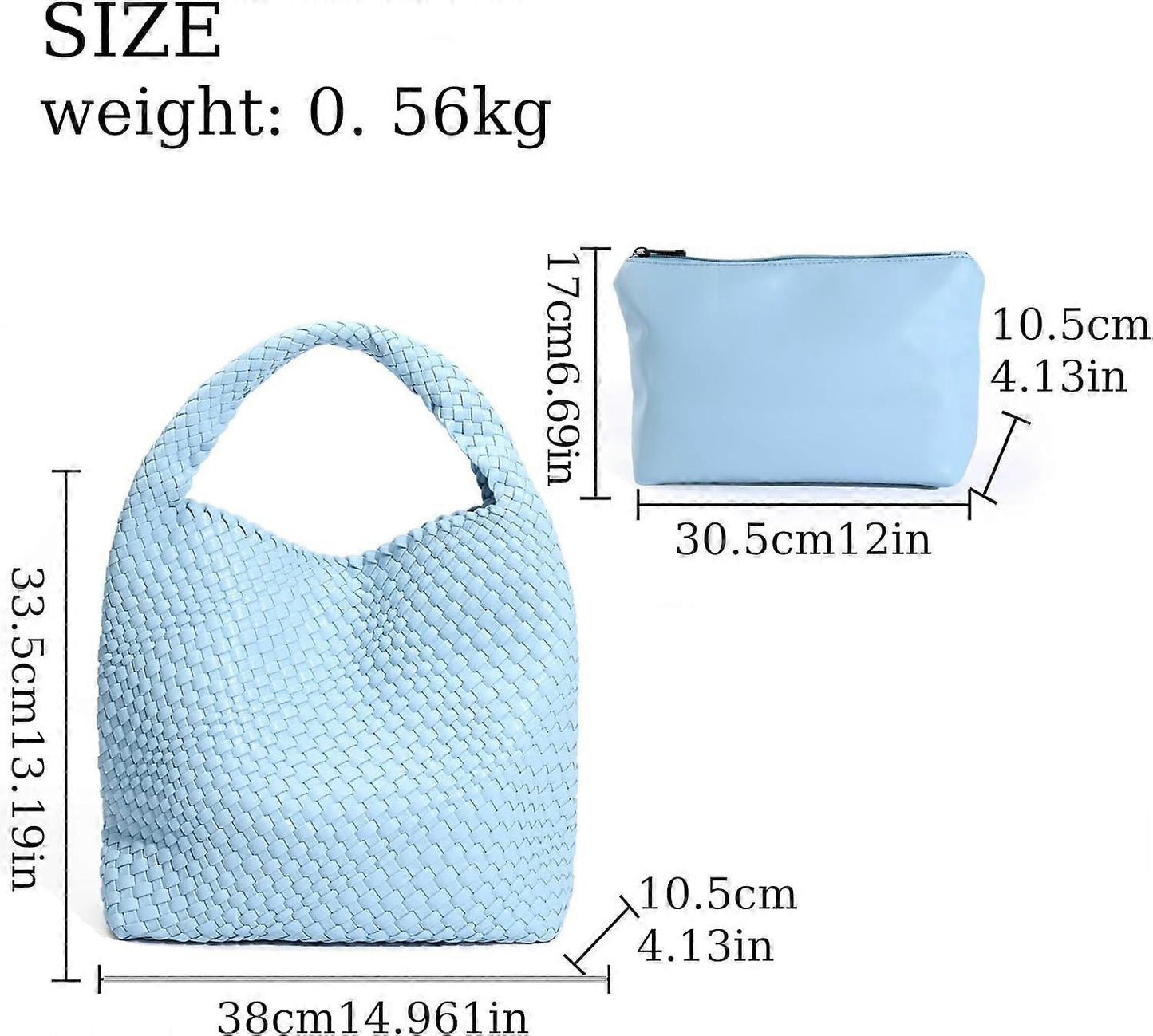 Woven Tote Bag for Women Soft Leather Handbag with Pocket V1263-JX-3501
