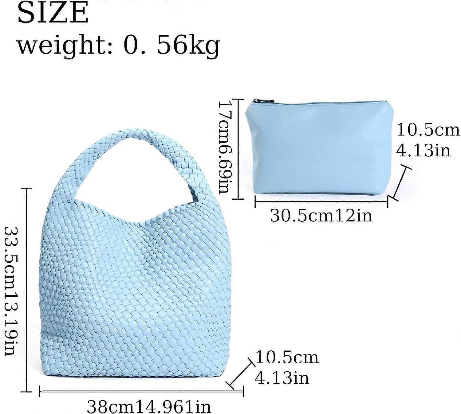 Woven Tote Bag for Women Soft Leather Handbag with Pocket V1263-JX-3501