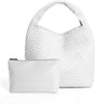 Woven Tote Bag for Women Soft Leather Handbag with Pocket V1263-JX-3502