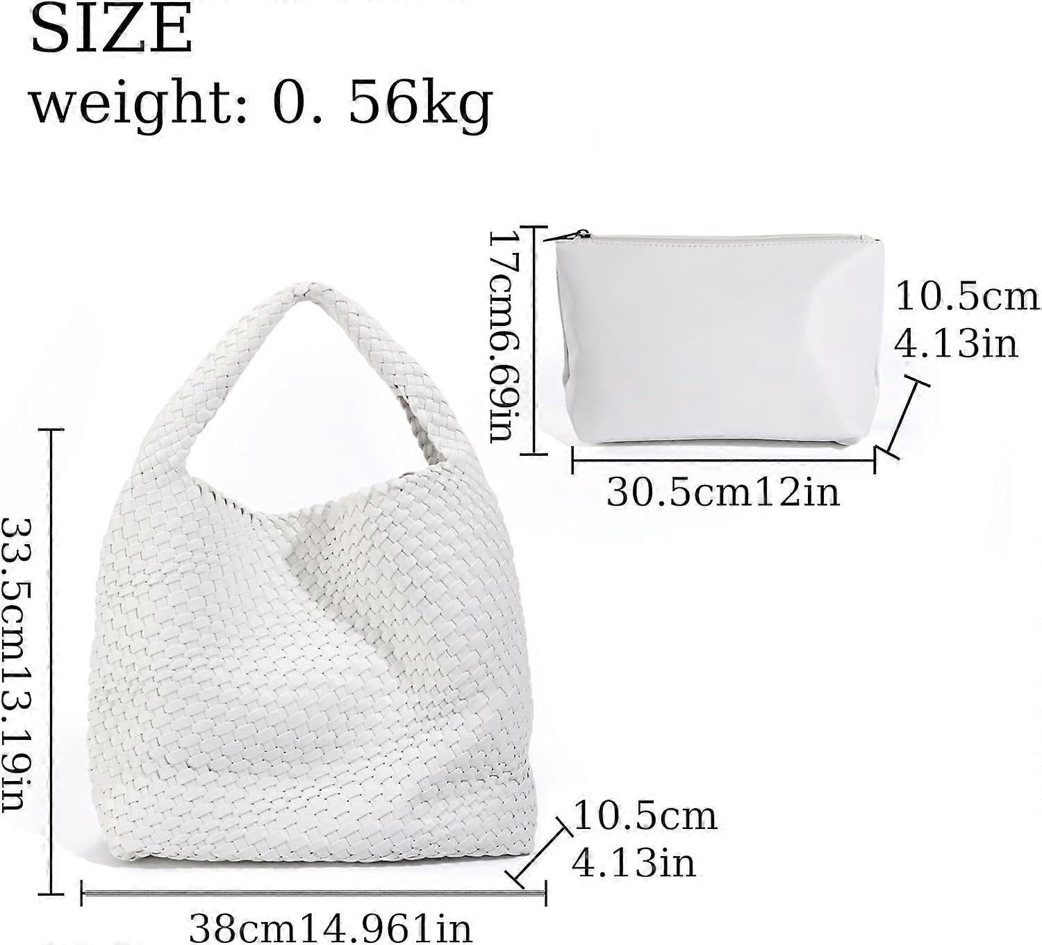 Woven Tote Bag for Women Soft Leather Handbag with Pocket V1263-JX-3502