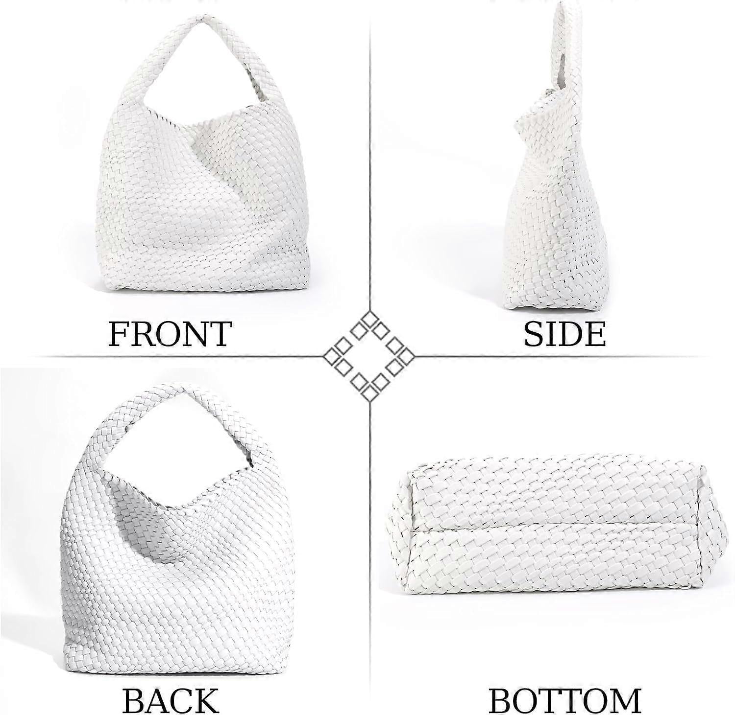 Woven Tote Bag for Women Soft Leather Handbag with Pocket V1263-JX-3502