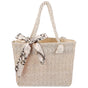Women's Woven Tote Bag Large Beach Handbag Beige Woven Tote V1263-JX-3504