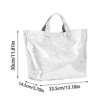 PVC Tote Bag for Women Large Fashion Solid Color Letter Print Tote V1263-JX-3505