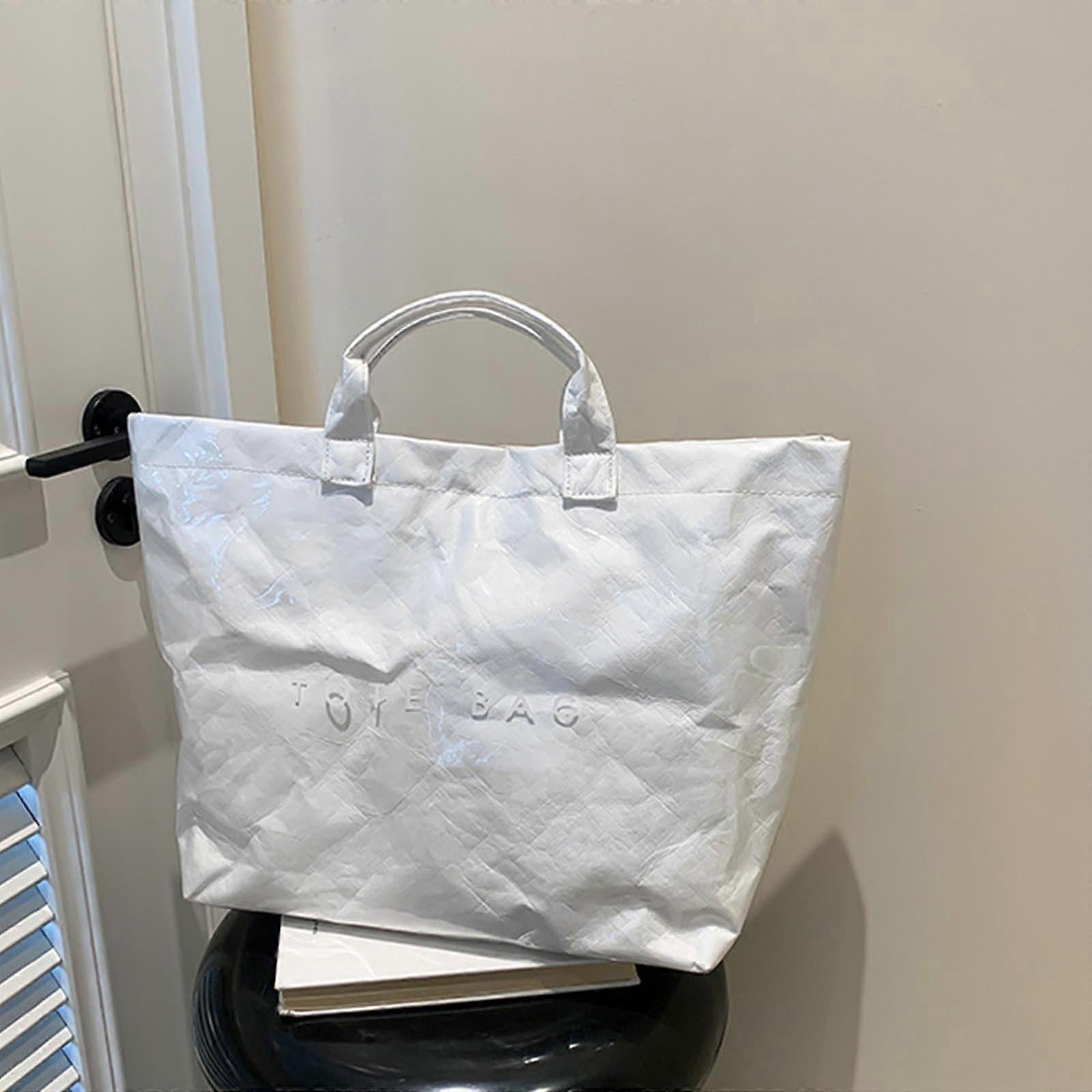 PVC Tote Bag for Women Large Fashion Solid Color Letter Print Tote V1263-JX-3505