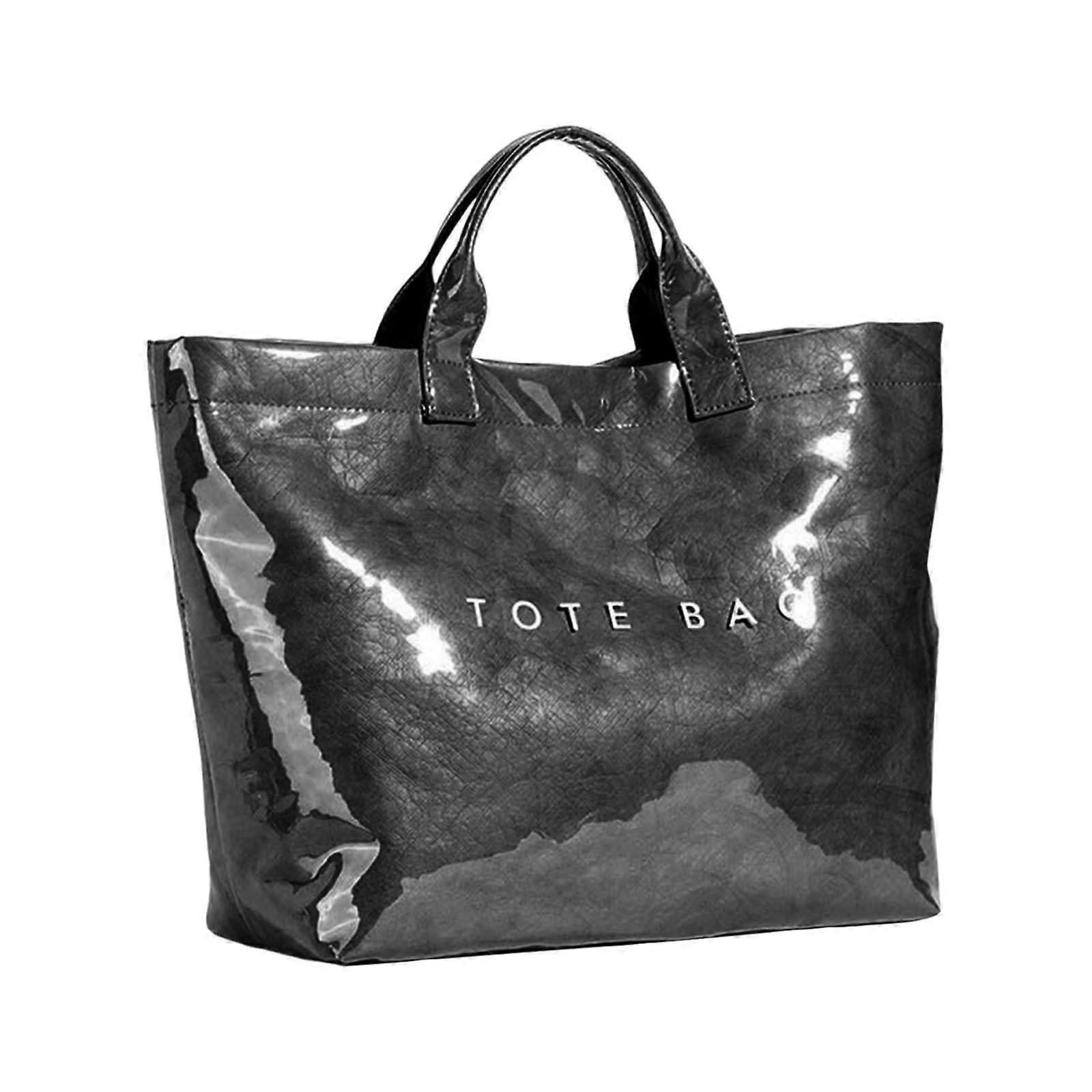 PVC Tote Bag for Women Large Fashion Solid Color Letter Print Tote V1263-JX-3507