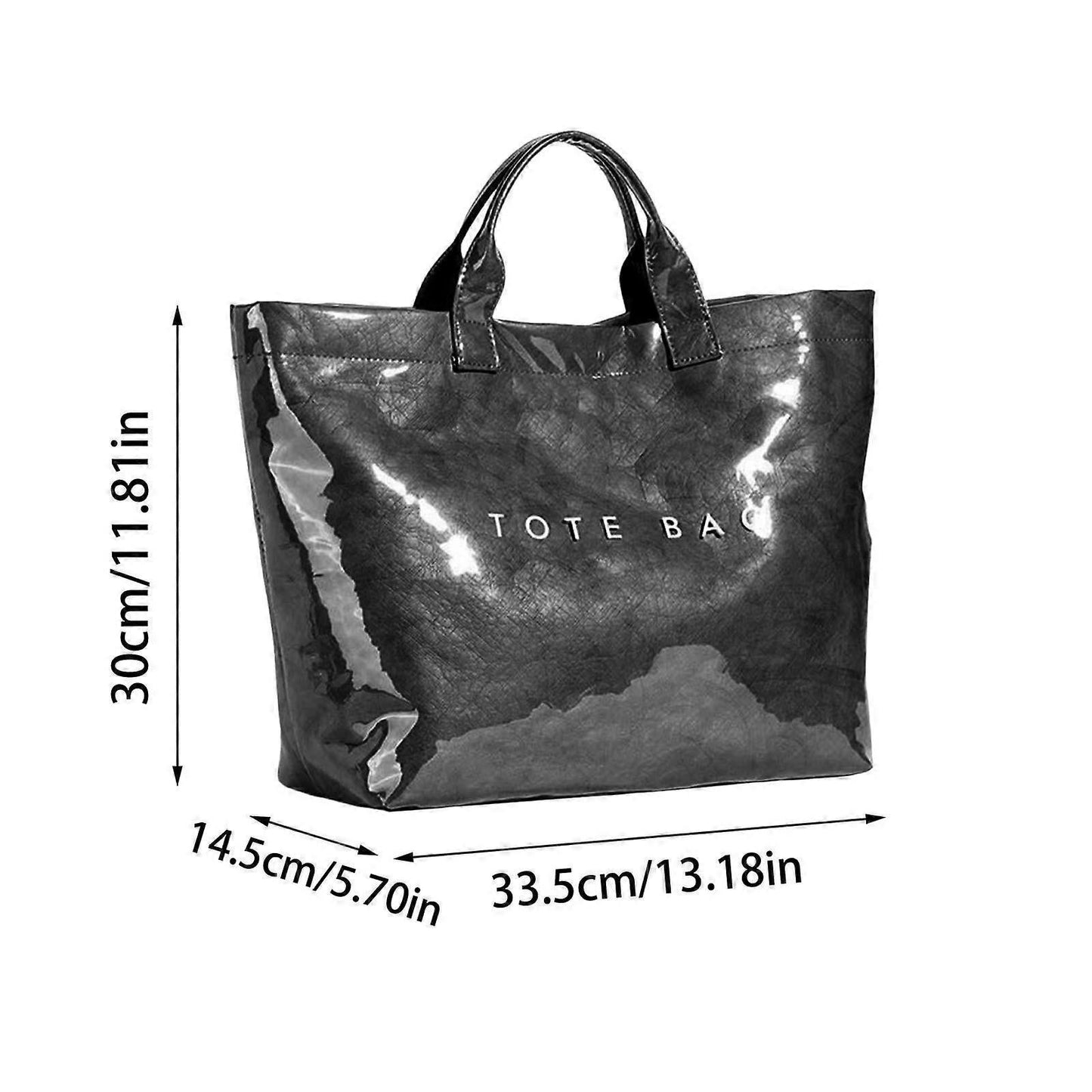 PVC Tote Bag for Women Large Fashion Solid Color Letter Print Tote V1263-JX-3507