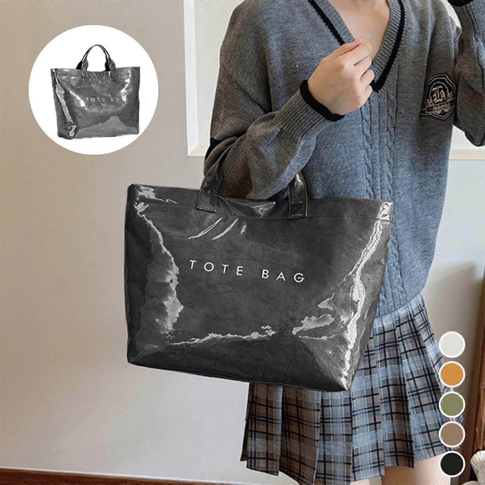 PVC Tote Bag for Women Large Fashion Solid Color Letter Print Tote V1263-JX-3507
