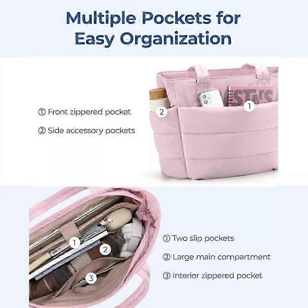 Lightweight Puffy Tote Bag for Women with Compartments Shoulder Bag V1263-JX-3510