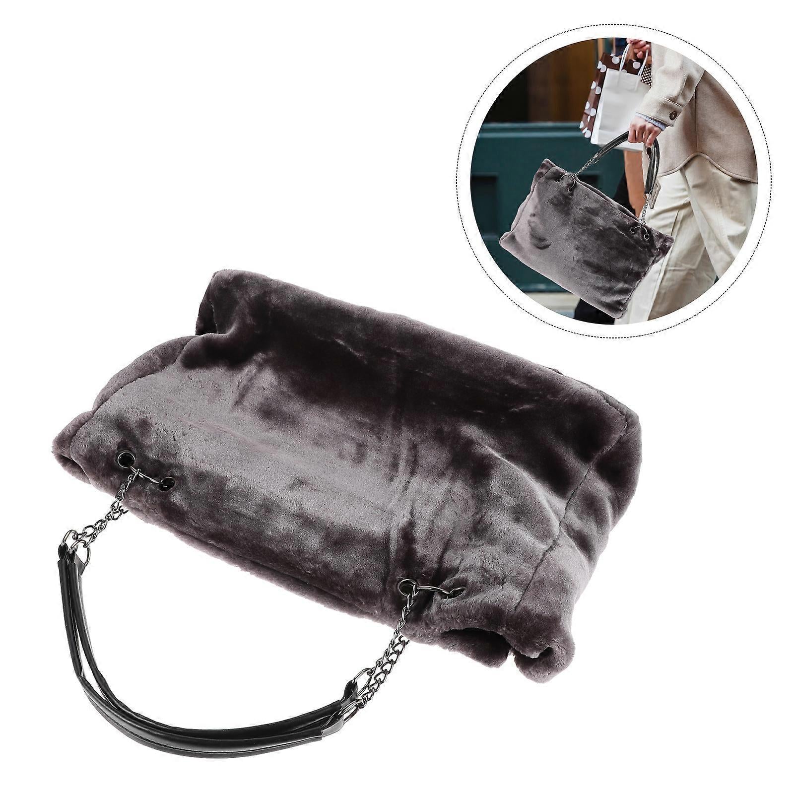 Women's Fuzzy Tote Bag Fluffy Plush Handbag Tote Purses V1263-JX-3519