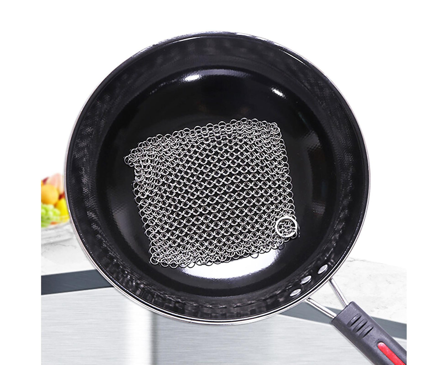 Stainless Steel Cast Iron Skillet Cleaner Chainmail Scrubber-6inch V1263-JX-352