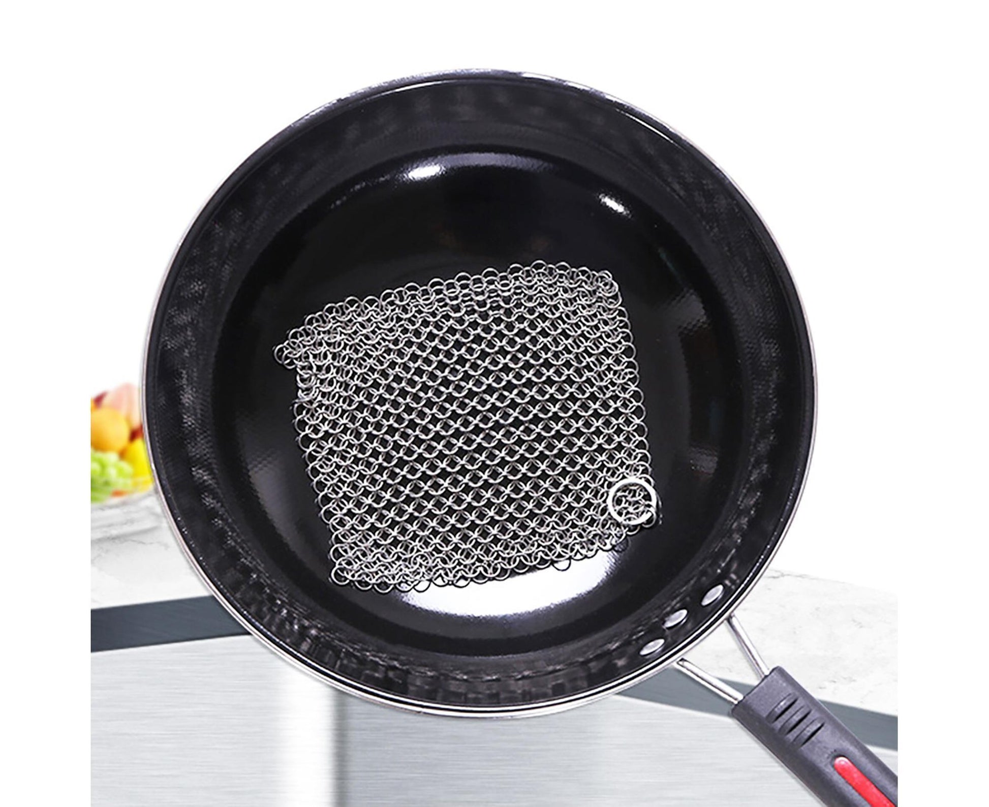 Stainless Steel Cast Iron Skillet Cleaner Chainmail Scrubber-6inch V1263-JX-352