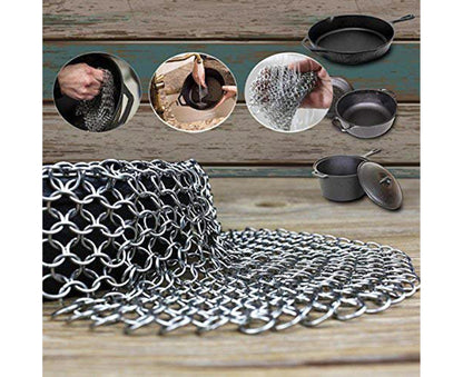 Stainless Steel Cast Iron Skillet Cleaner Chainmail Scrubber-6inch V1263-JX-352