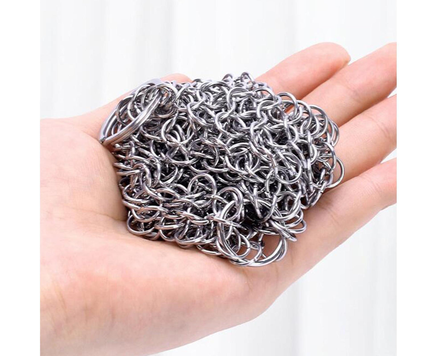Stainless Steel Cast Iron Skillet Cleaner Chainmail Scrubber-6inch V1263-JX-352