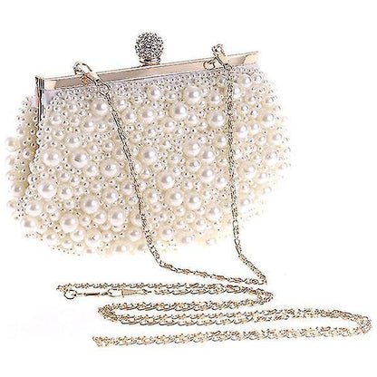 Evening Wedding Clutch Pearl Handbag Small White Purse Bridesmaid Bag V1263-JX-3520