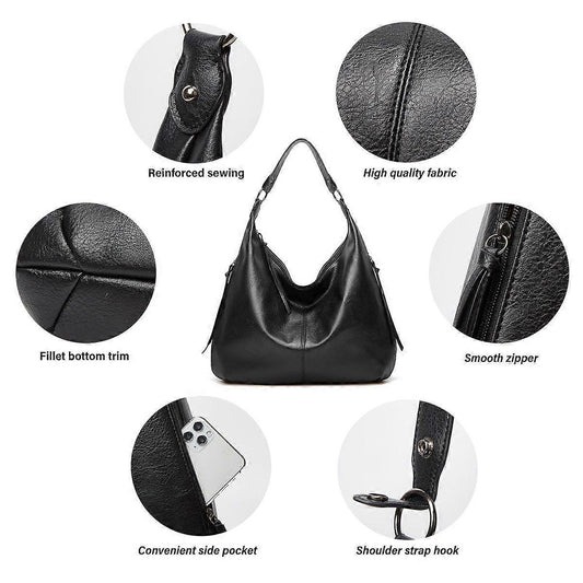 Women's Soft Leather Tote Bags 3pcs Fashion Handbag Wallet Shoulder Purse Set V1263-JX-3522