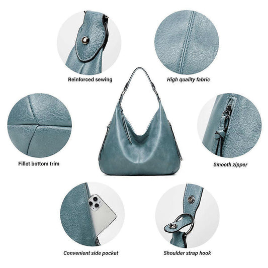 Women's Soft Leather Tote Bags 3pcs Fashion Handbag Wallet Shoulder Purse Set V1263-JX-3523