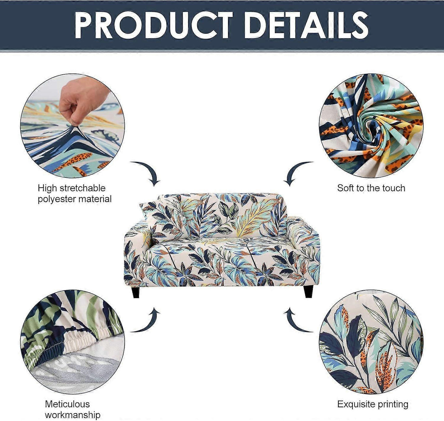 2 Seater Stretch Sofa Cover with 1 Cushion Cover Universal Fit 145-180cm V1263-JX-3530