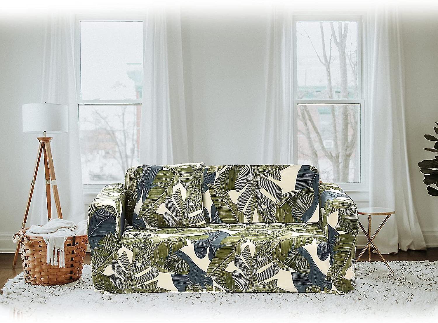 2 Seater Sofa Cover Elastic Spandex Sofa Cover with Armrests - Green 145-185cm V1263-JX-3531