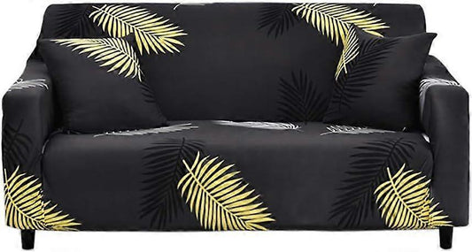 3 Seater Stretch Sofa Cover with Armrests Gold Leaf Print Design 185-230cm V1263-JX-3535