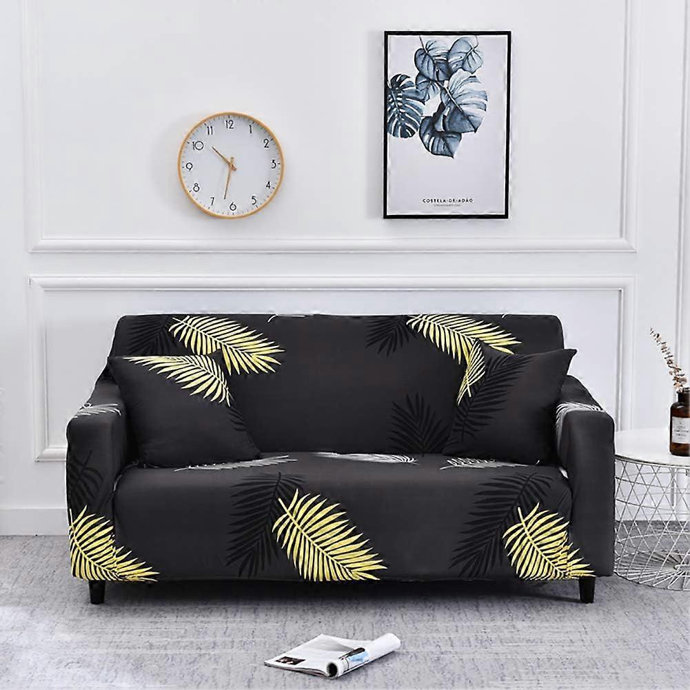 3 Seater Stretch Sofa Cover with Armrests Gold Leaf Print Design 185-230cm V1263-JX-3535