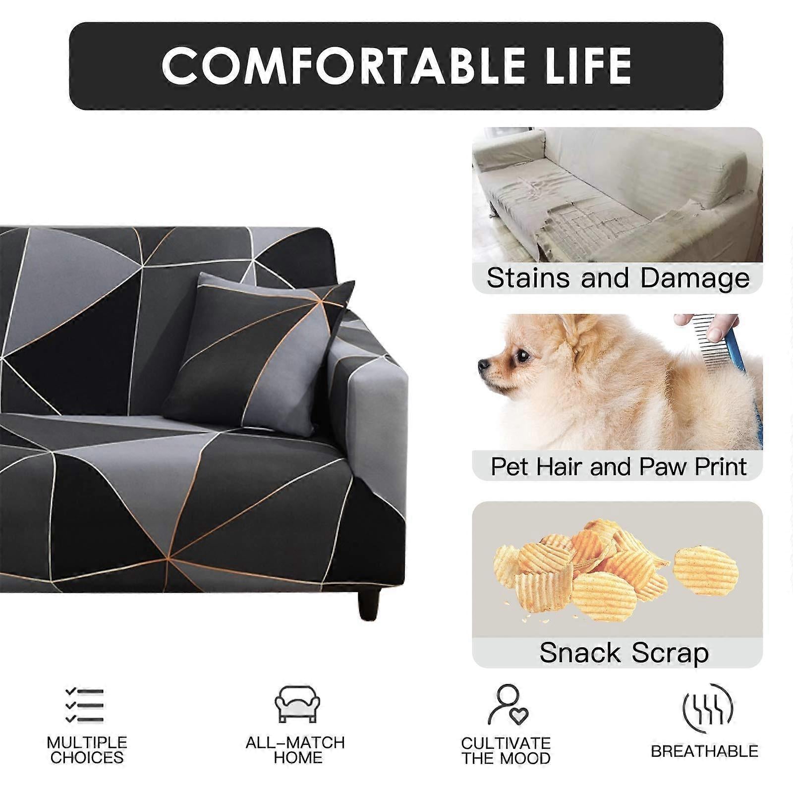 3 Seater Elastic Sofa Cover Stretch Couch Slipcover 190-230cm V1263-JX-3538
