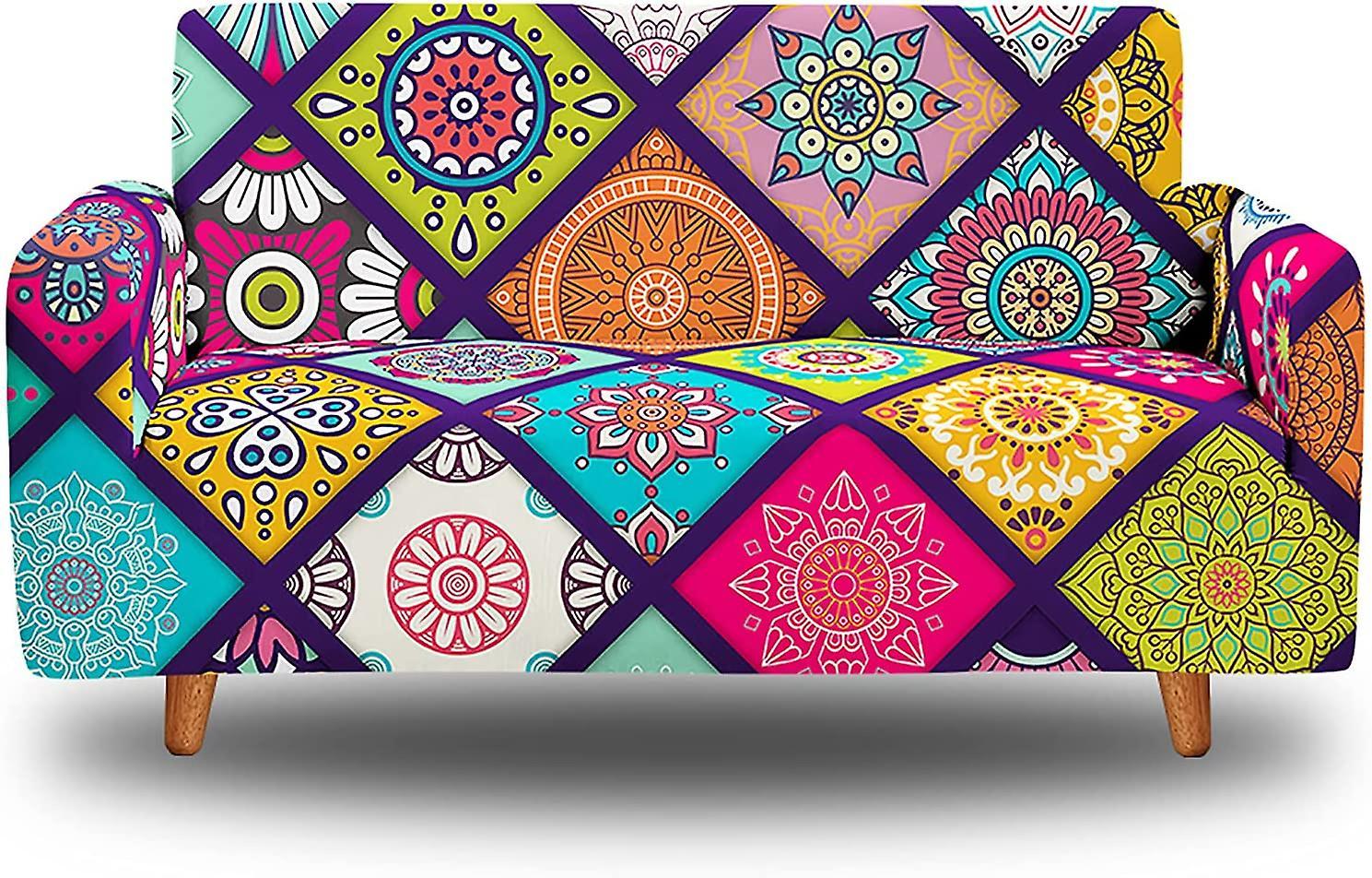 Retro Stretch Sofa Cover L-Shape Couch Protector 2 Seater Armchair Slipcover V1263-JX-3544