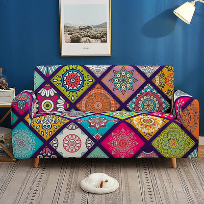 Retro Stretch Sofa Cover L-Shape Couch Protector 2 Seater Armchair Slipcover V1263-JX-3544