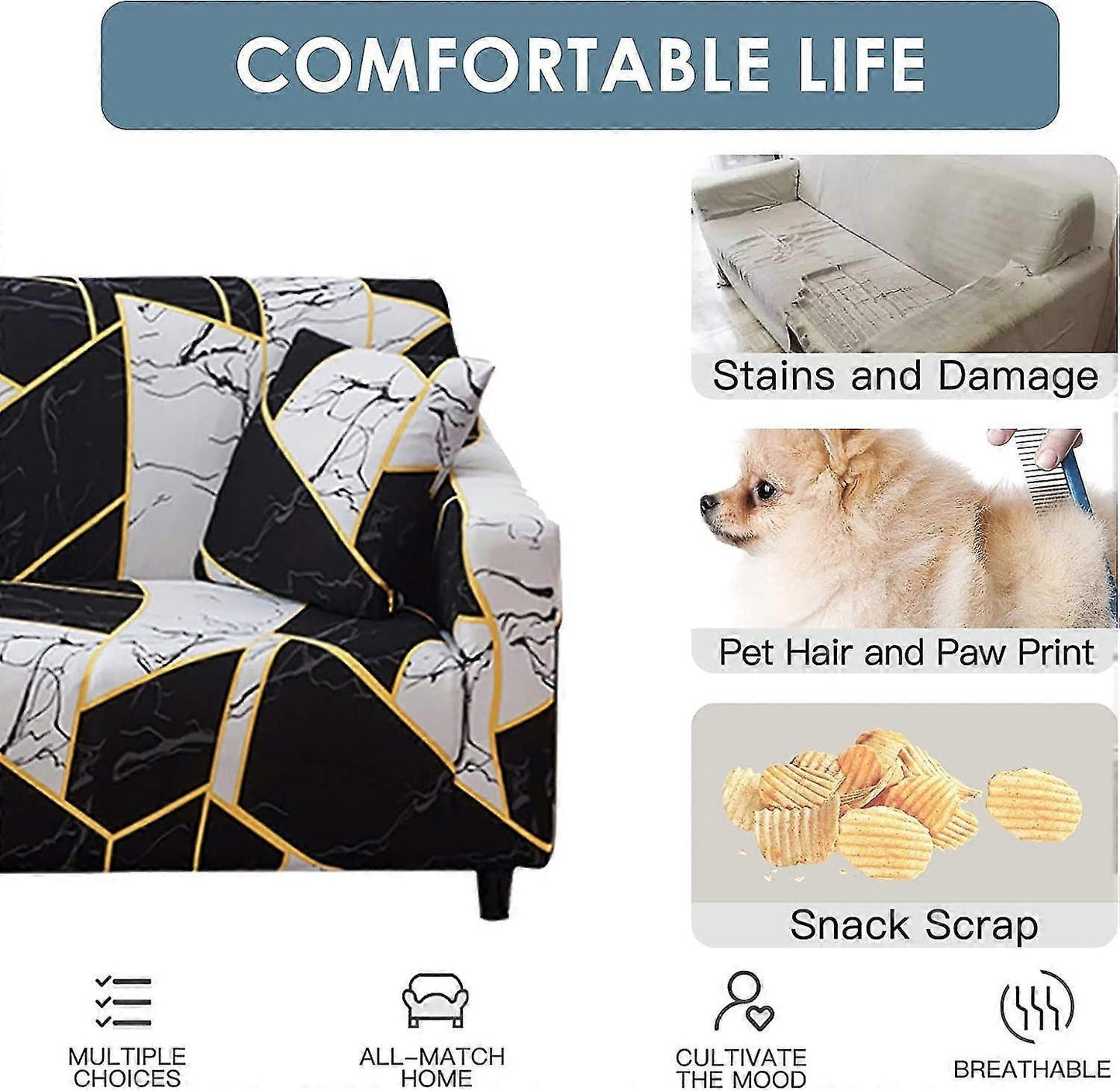 2 Seater Elastic Sofa Cover with Armrests Armchair Furniture Protector Universal Fit V1263-JX-3545