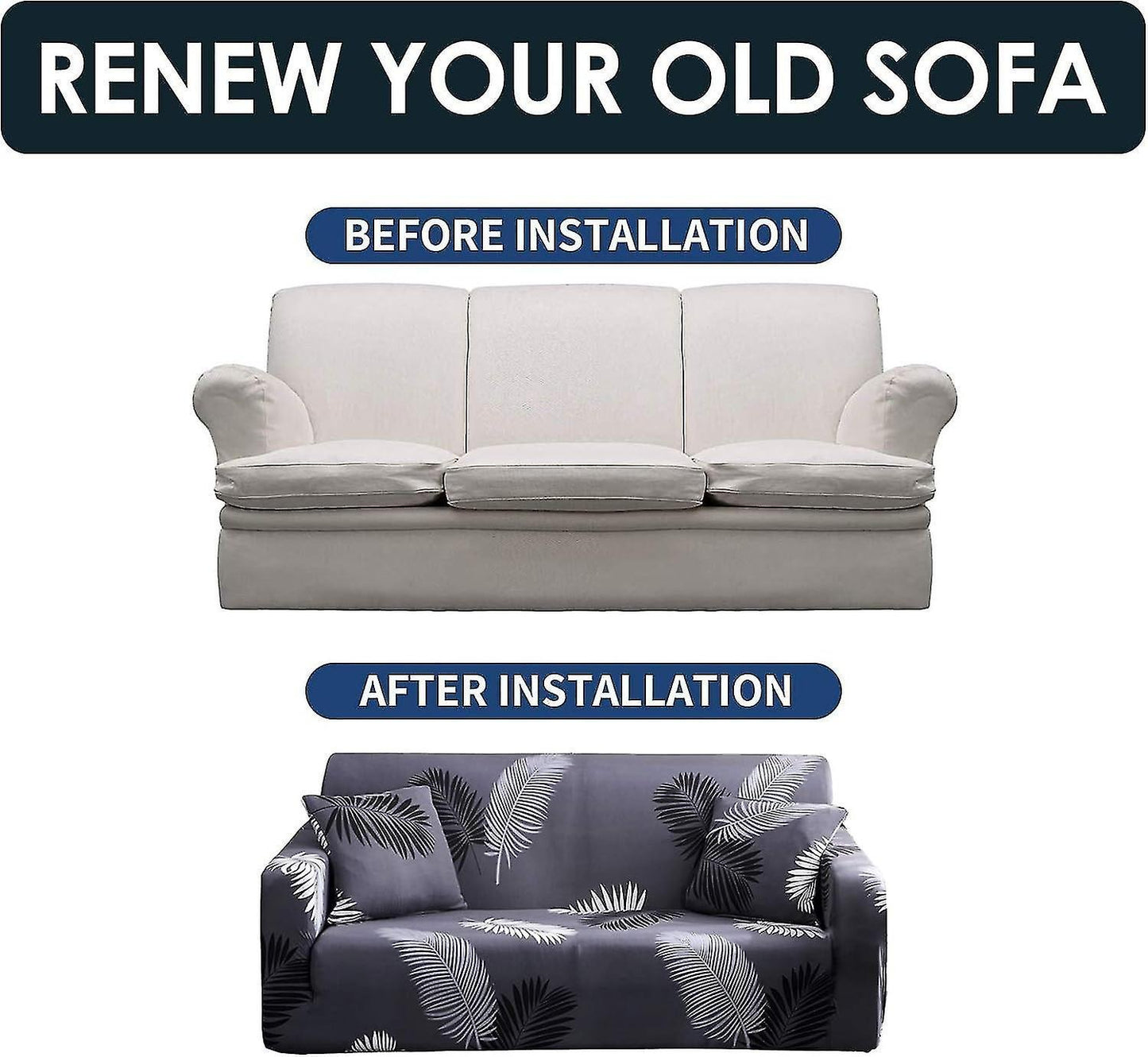 3 Seater Elastic Sofa Cover with Armrests Universal Sofa Protector V1263-JX-3546