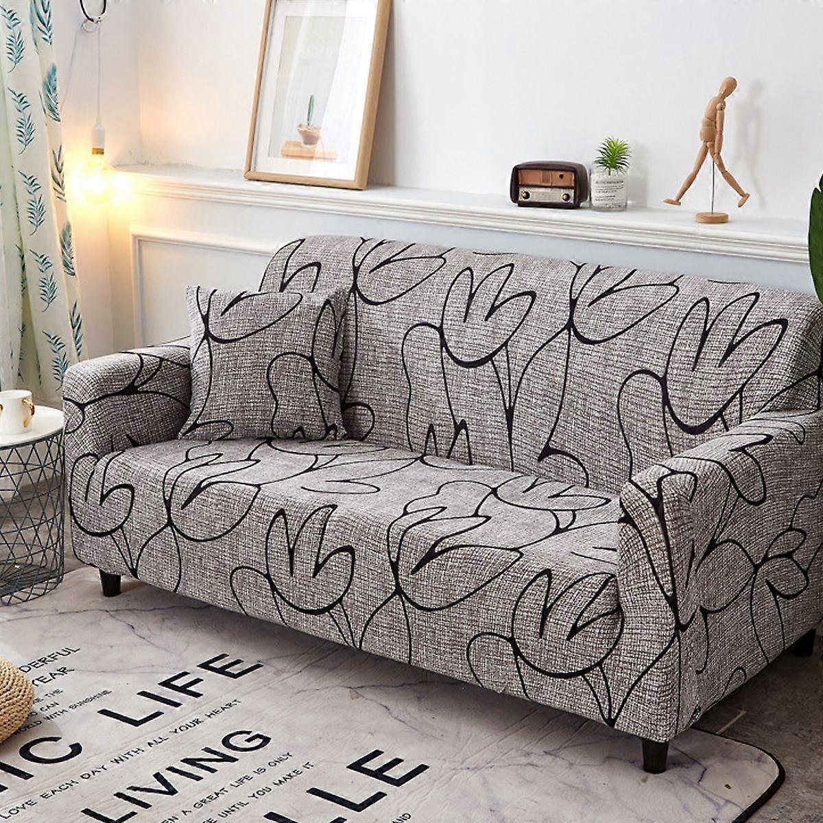 2 Seater Waterproof Elastic Sofa Cover Set Dustproof Sofa Protector with Cushion Mat 145-180cm V1263-JX-3550