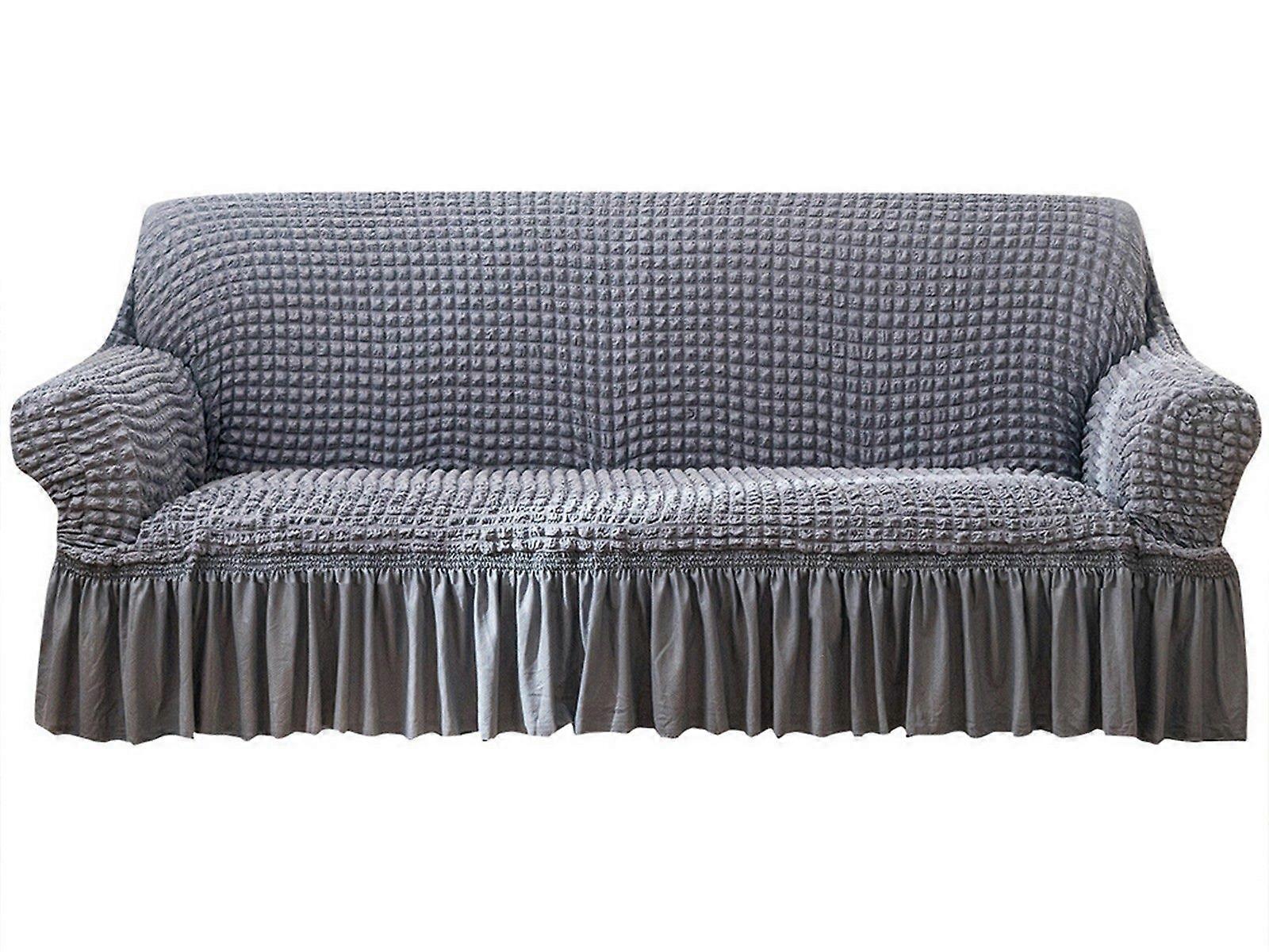 Stretch Sofa Cover for 2 Seats - Grey Slipcover V1263-JX-3554