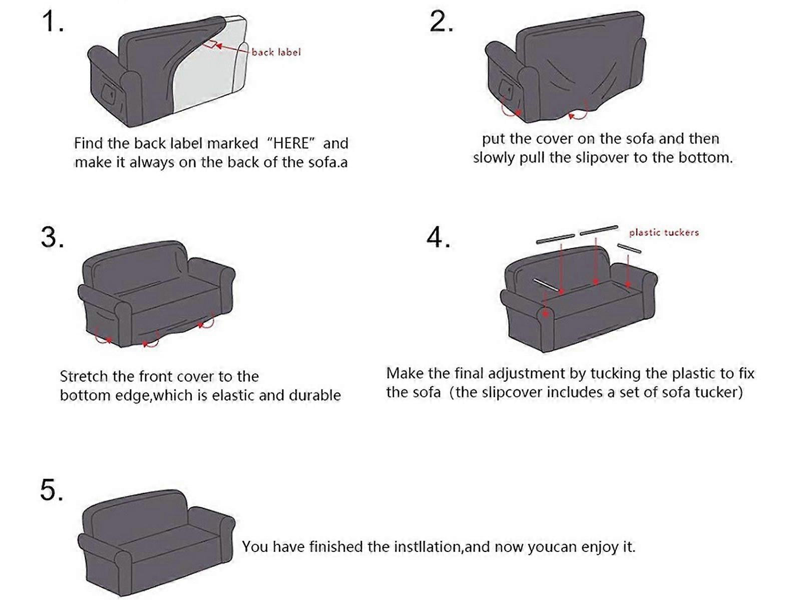 Stretch Sofa Cover for 2 Seats - Grey Slipcover V1263-JX-3554