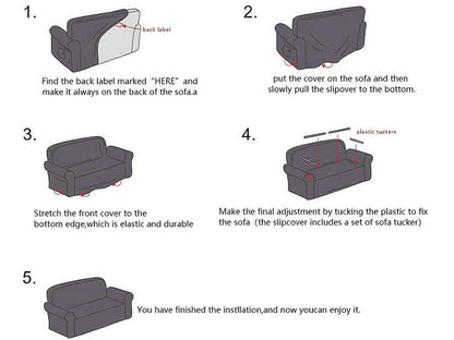 Stretch Sofa Cover for 2 Seats - Grey Slipcover V1263-JX-3554