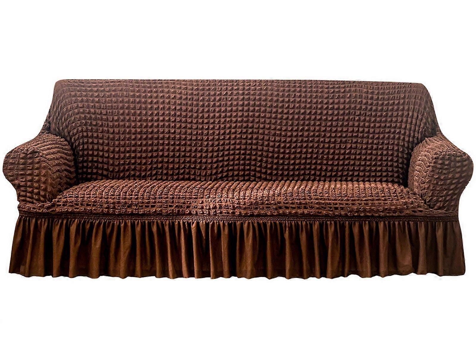 Stretch Sofa Cover for 3 Seats - Coffee Slipcover V1263-JX-3555