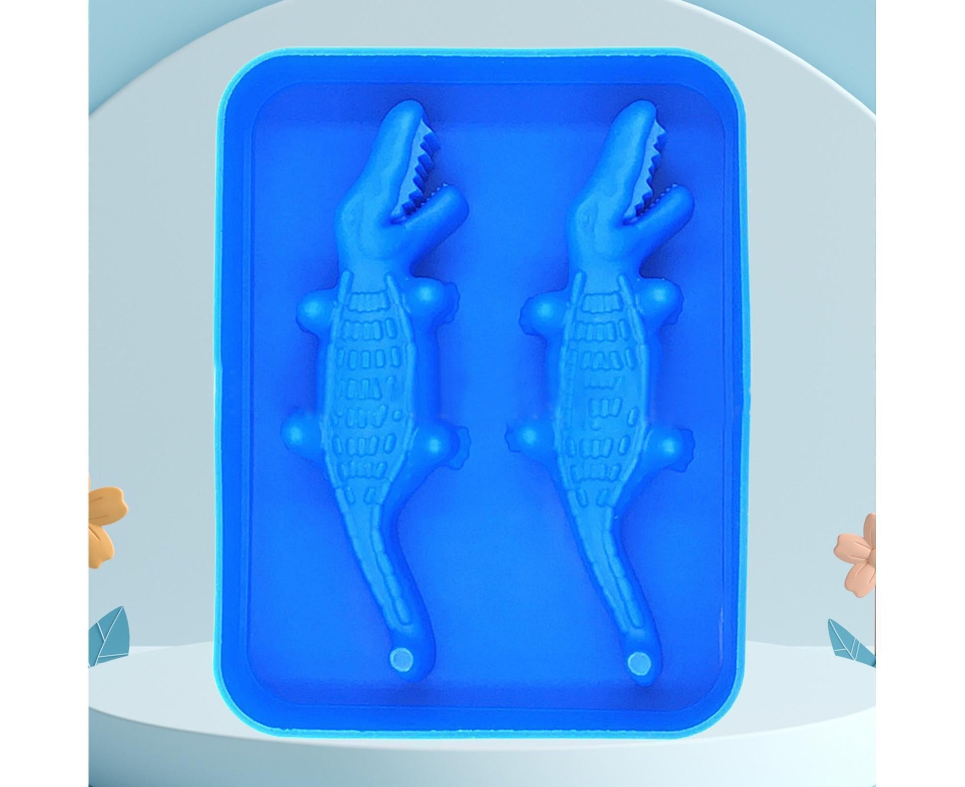 Ice Mould Tray Creative 3D Crocodile Shape Silicone Mold-Dark Blue V1263-JX-356