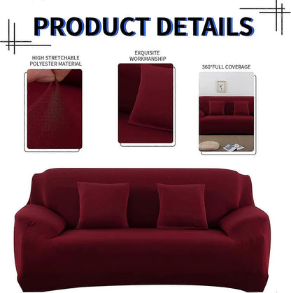 2 Seater Square Stretch Sofa Cover with Armrests and Cushion Covers V1263-JX-3560