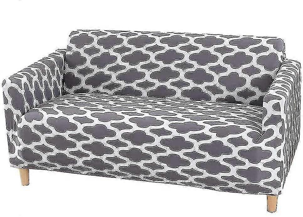 2 Seater Printed Stretch Sofa Cover Furniture Protector - Grey 145-185cm V1263-JX-3561