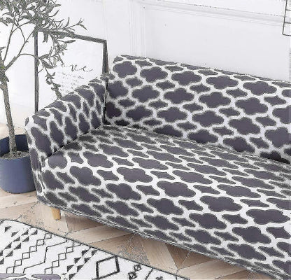 2 Seater Printed Stretch Sofa Cover Furniture Protector - Grey 145-185cm V1263-JX-3561