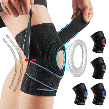 Adjustable Knee Brace with Patella Gel Pads - Open Patella Compression Wrap V1263-JX-3566