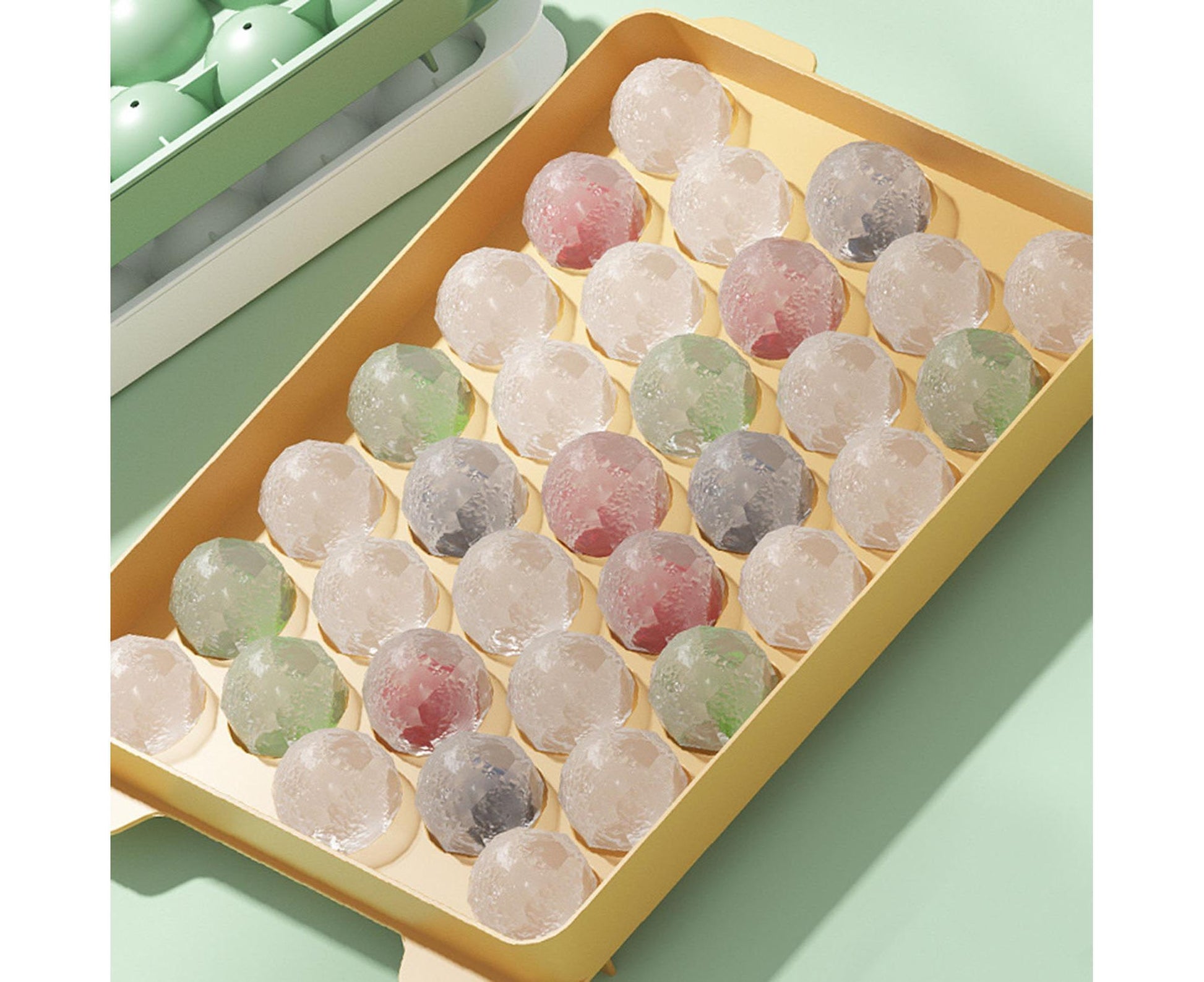 Ice Cube Mold Compartment Large Capacity PP Multi-grid Lidded Ice Ball Maker Kitchen Supplies-Yellow V1263-JX-357