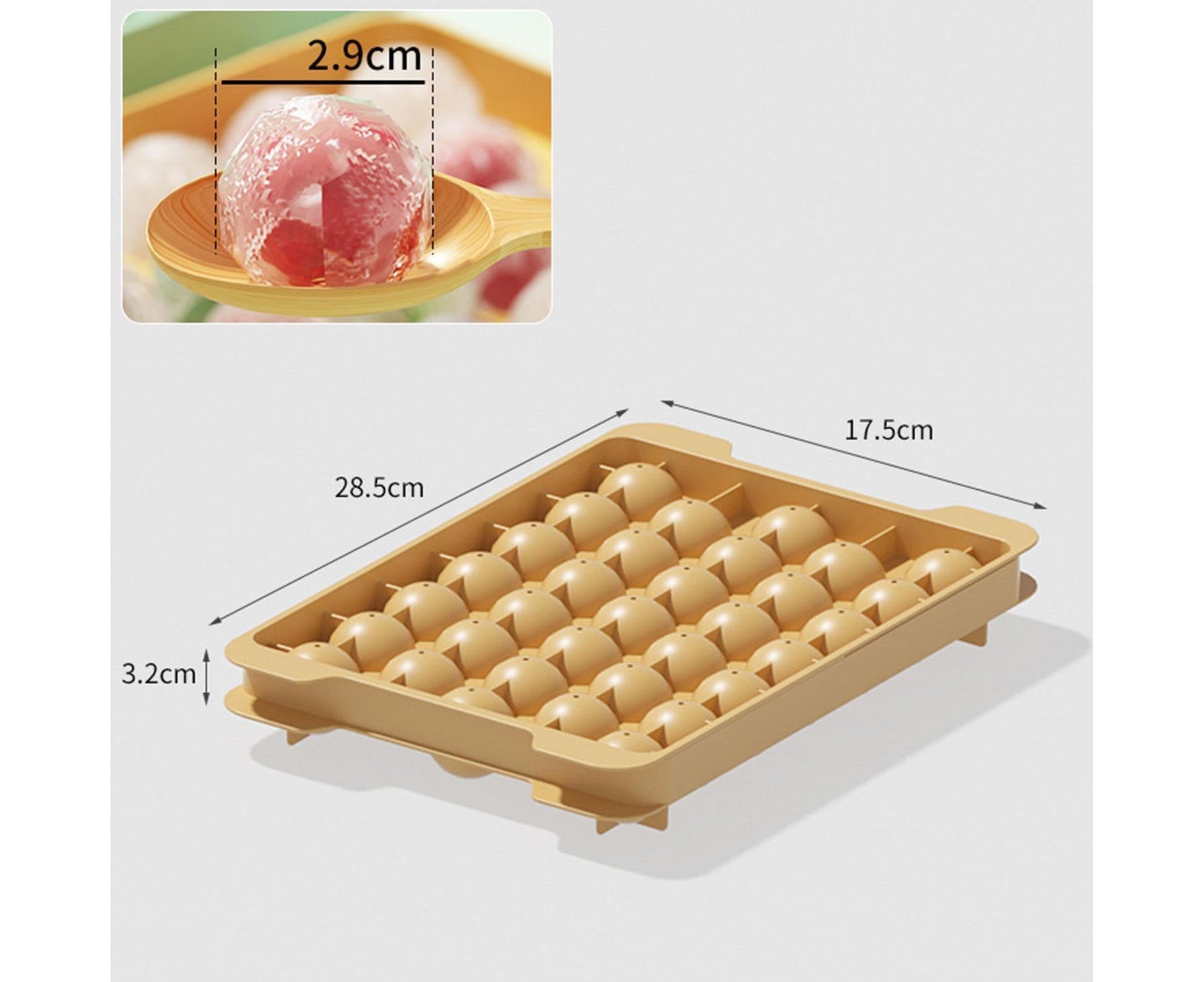 Ice Cube Mold Compartment Large Capacity PP Multi-grid Lidded Ice Ball Maker Kitchen Supplies-Yellow V1263-JX-357
