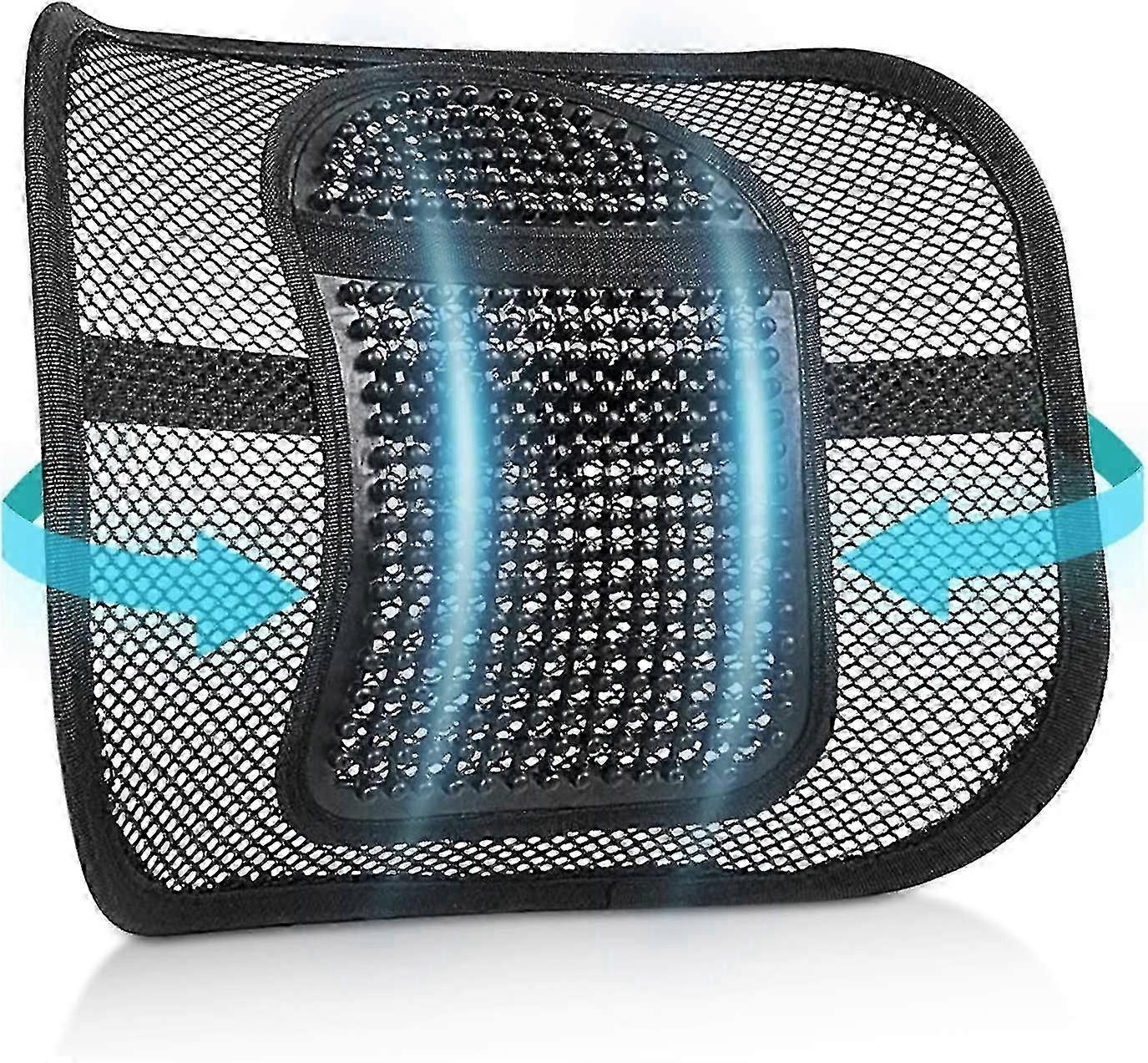 Mesh Lumbar Support - Breathable Back Cushion with Elastic Straps for Chair or Car V1263-JX-3592