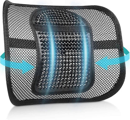 Mesh Lumbar Support - Breathable Back Cushion with Elastic Straps for Chair or Car V1263-JX-3592