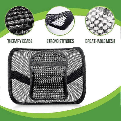 Mesh Lumbar Support - Breathable Back Cushion with Elastic Straps for Chair or Car V1263-JX-3592