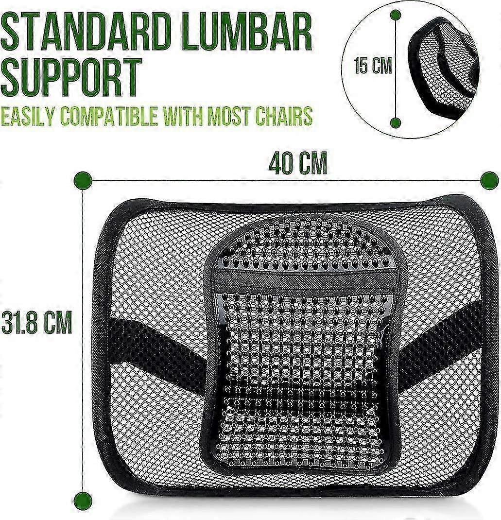 Mesh Lumbar Support - Breathable Back Cushion with Elastic Straps for Chair or Car V1263-JX-3592