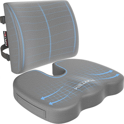 Orthopedic Seat Cushion - Memory Foam Lumbar Support for Office Chair & Car V1263-JX-3597